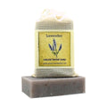 Lavender Herbal Soap bar with labeled muslin soap bag