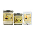 Vanilla Pear soy wood wick candle in 12 oz. and 7 oz. jars with wax potpourri melts