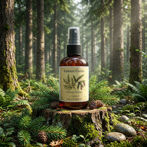 Balsam Cedar Spray bottle styled outdoors
