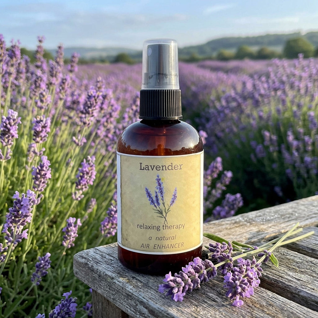 Lavender Spray bottle styled outdoors