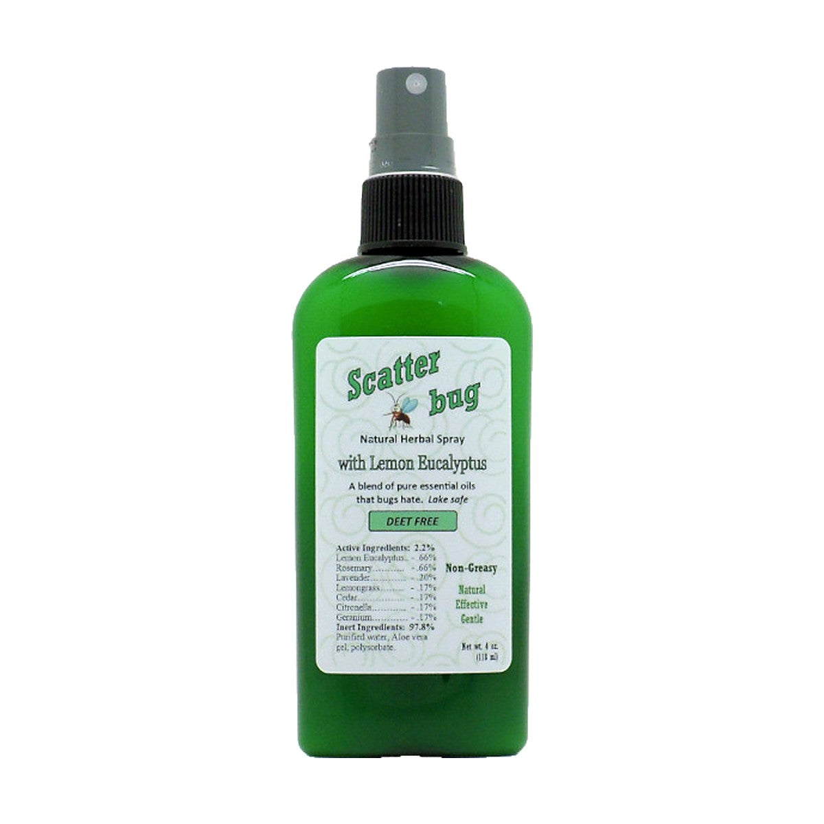 Scatter Bug Spray in a 4 oz. spray bottle